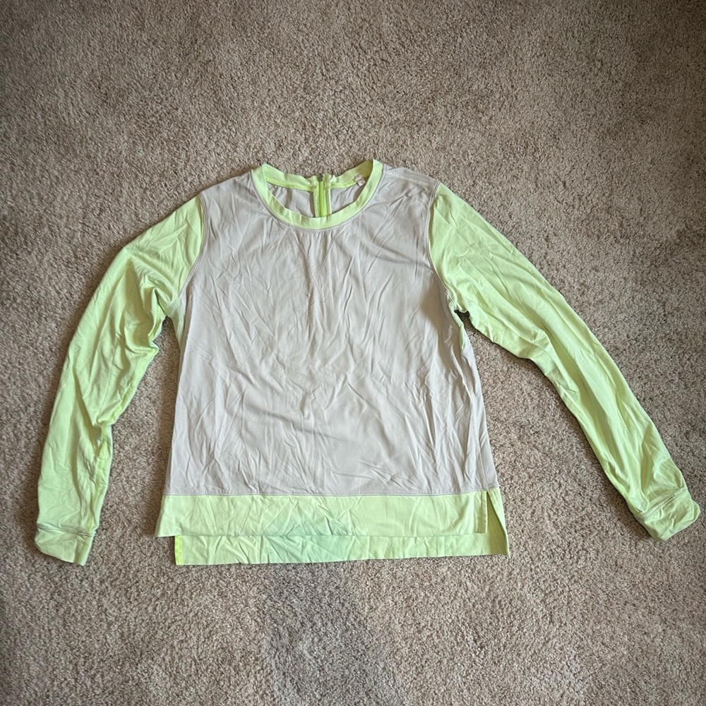 Lululemon Women's Long Sleeve Top - White and Light Green